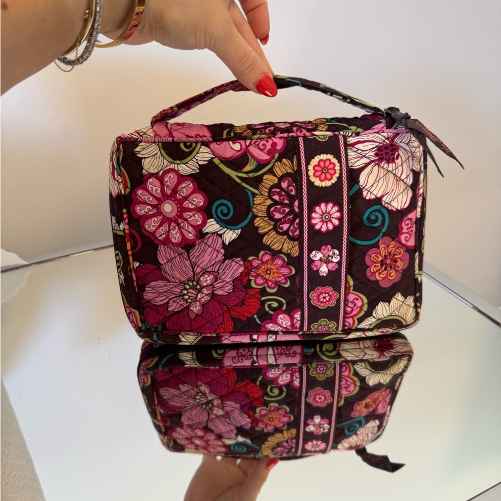 Vera Bradley Pink and Purple Floral Cosmetic or Travel Bag